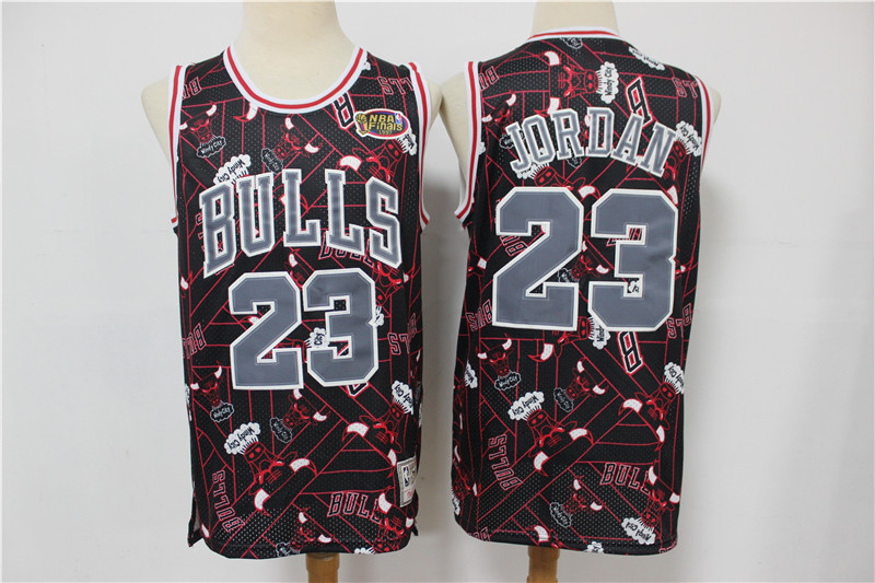 2020 Men Chicago Bulls #23 Jordan black  throwback NBA Jersey Print->chicago bulls->NBA Jersey